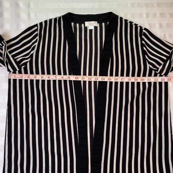 Kamana Vertical Striped Open Front Short Sleeve Lightweight Cardigan Sz M - Picture 4 of 10